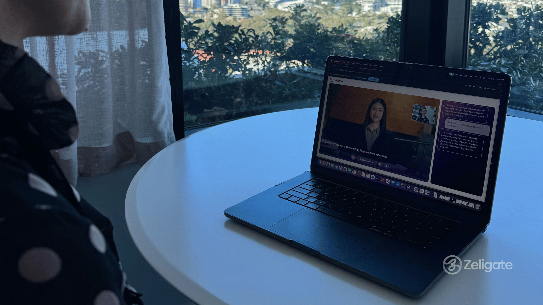 Person participating in an AI-powered video interview on a laptop, highlighting how faster recruitment processes improve candidate experience and hiring outcomes.