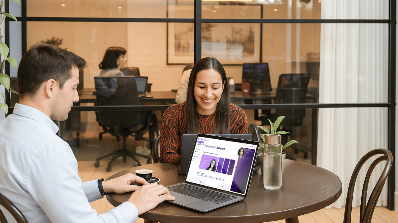 Recruiter and candidate in conversation during an interview, representing fairness, transparency, and empathy in AI-driven recruitment.